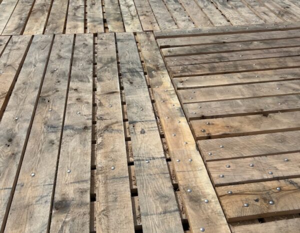Timber access mats staged for deployment